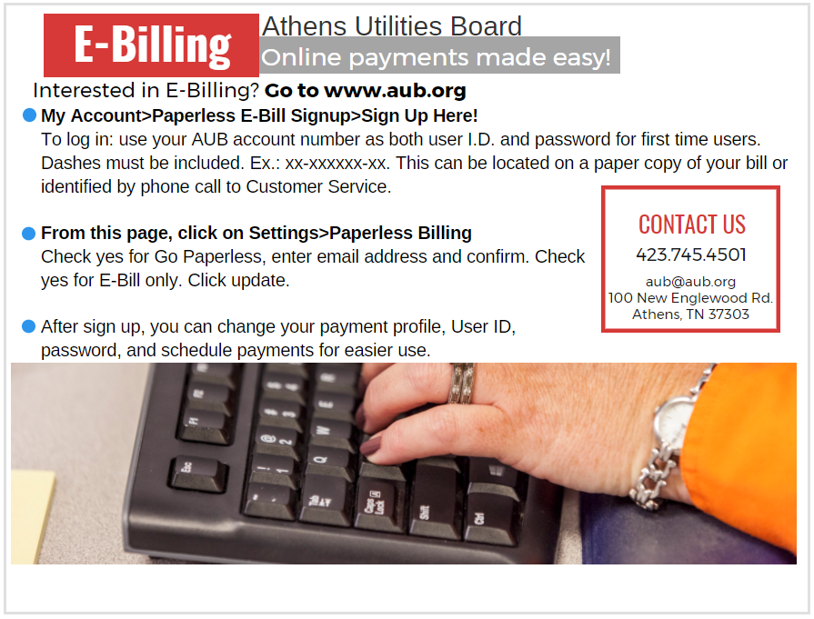 Paperless EBill Signup Athens Utilities Board Athens, TN